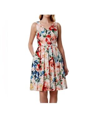 Tahari Peach Floral Print Dress Top